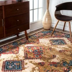 NuLOOM Giza Lavonna Tribal Distressed Framed Medallion Rug Multi -nuLOOM Sales Store unnamed file 2704