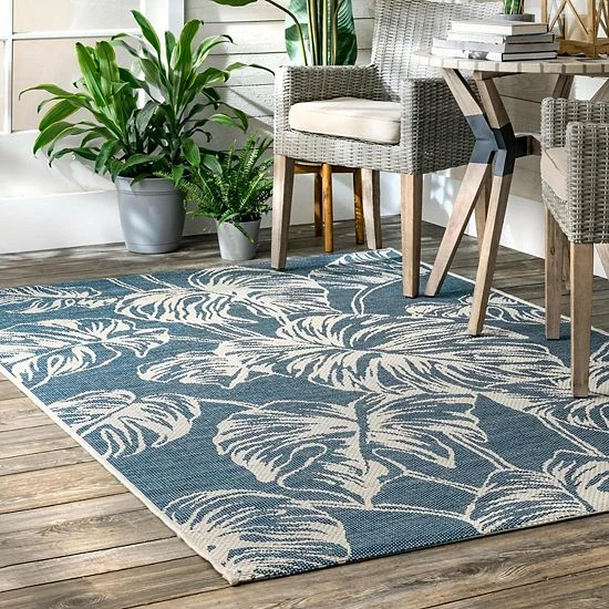 NuLOOM Belle Palm Leaves Indoor/Outdoor Area Rug Sage 4 NuLOOM Belle Palm Leaves Indoor/Outdoor Area Rug Sage - Image 2