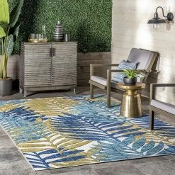 NuLOOM Molly Textured Tropical Leaves Indoor Outdoor Area Rug -nuLOOM Sales Store unnamed file 2819