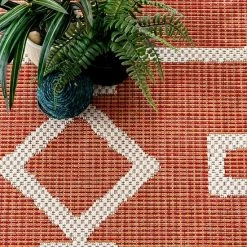 NuLOOM Holland Ethnic Symbols Indoor/Outdoor Area Rug Aqua -nuLOOM Sales Store unnamed file 2829
