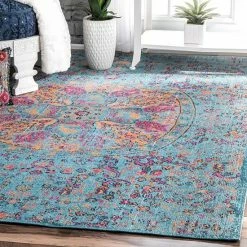 NuLOOM Stone Washed Mandala Celina Floral Rug Navy -nuLOOM Sales Store unnamed file 2878