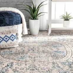NuLOOM Stone Washed Mandala Celina Floral Rug Navy -nuLOOM Sales Store unnamed file 2879