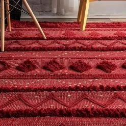 NuLOOM High-Low Durden Geometric Wool Rug Red -nuLOOM Sales Store unnamed file 2898