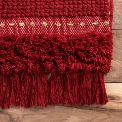 NuLOOM High-Low Durden Geometric Wool Rug Red -nuLOOM Sales Store unnamed file 2899