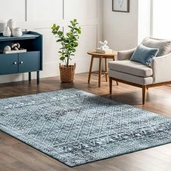 NuLOOM Prestyn Machine Washable Faded Tribal Trellis Area Rug Gray -nuLOOM Sales Store unnamed file 2997
