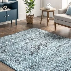 NuLOOM Prestyn Machine Washable Faded Tribal Trellis Area Rug Gray -nuLOOM Sales Store unnamed file 3004