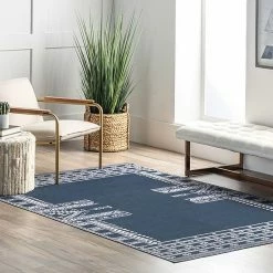 NuLOOM Joelle Machine Washable Tribal Geometric Border Area Rug Light Gray -nuLOOM Sales Store unnamed file 3041