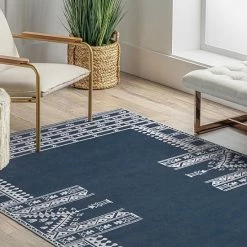NuLOOM Joelle Machine Washable Tribal Geometric Border Area Rug Light Gray -nuLOOM Sales Store unnamed file 3046