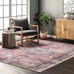 NuLOOM Jessie Machine Washable Distressed Traditional Medallion Area Rug -nuLOOM Sales Store unnamed file 3173