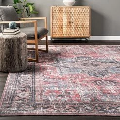 NuLOOM Jessie Machine Washable Distressed Traditional Medallion Area Rug -nuLOOM Sales Store unnamed file 3177