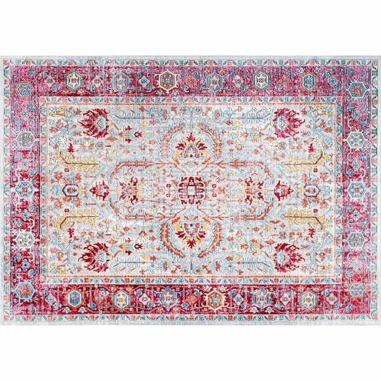 NuLOOM Vivid Silk Edra Vintage Persian Framed Floral Rug 3 NuLOOM Vivid Silk Edra Vintage Persian Framed Floral Rug