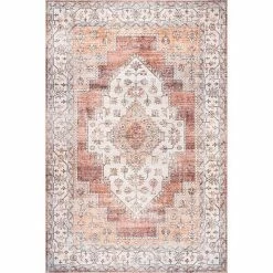 Nuloom Dania Machine Washable Medallion Area Rug Rust -nuLOOM Sales Store unnamed file 3284