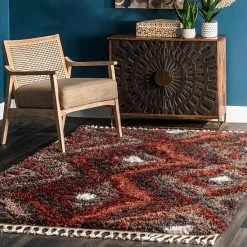 NuLOOM Alexia Abstract Diamond Shaggy Tassel Area Rug -nuLOOM Sales Store unnamed file 3453