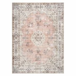 NuLOOM Ren Machine Washable Vintage Floral Rug Light Gray