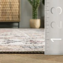 NuLOOM Ren Machine Washable Vintage Floral Rug Light Gray -nuLOOM Sales Store unnamed file 349