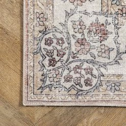 NuLOOM Ren Machine Washable Vintage Floral Rug Light Gray -nuLOOM Sales Store unnamed file 351