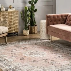 NuLOOM Ren Machine Washable Vintage Floral Rug Light Gray -nuLOOM Sales Store unnamed file 356