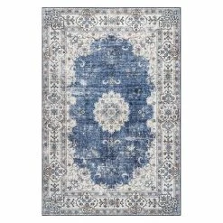 NuLOOM Ren Machine Washable Vintage Floral Rug Light Gray -nuLOOM Sales Store unnamed file 359
