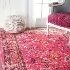 Alternative view of NuLOOM Casablanca Anabel Distressed Framed Floral Rug