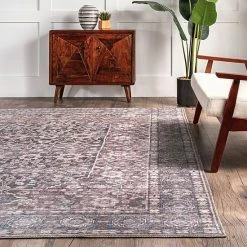 NuLOOM Darcey Machine Washable Traditional Floral Medallion Area Rug Gray -nuLOOM Sales Store unnamed file 3674