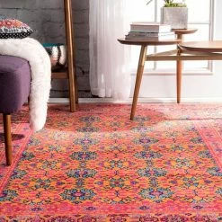 NuLOOM Stone Washed Mirella Vintage Framed Floral Rug Beige -nuLOOM Sales Store unnamed file 3737