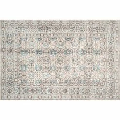 NuLOOM Stone Washed Mirella Vintage Framed Floral Rug Beige -nuLOOM Sales Store unnamed file 3741