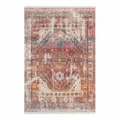 NuLOOM Farley Medallion Fringe Rug Rust