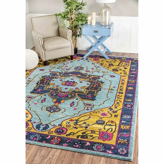 NuLOOM Casablanca Vintage Janella Framed Floral Rug 4 NuLOOM Casablanca Vintage Janella Framed Floral Rug - Image 2