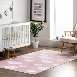 NuLOOM Lilia Machine Washable Kids Cloud Area Rug Pink -nuLOOM Sales Store unnamed file 4019