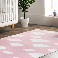NuLOOM Lilia Machine Washable Kids Cloud Area Rug Pink -nuLOOM Sales Store unnamed file 4023