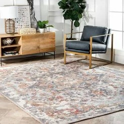 NuLOOM Luella Hand Knotted Worn Wreath Area Rug -nuLOOM Sales Store unnamed file 4141