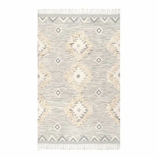 NuLOOM Savannah Moroccan Fringe Wool Rug Light Gray 12 NuLOOM Savannah Moroccan Fringe Wool Rug Light Gray - Image 10