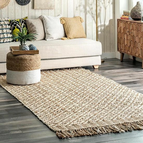 NuLOOM Keilani Striped Braided Jute Area Rug Off White 4 NuLOOM Keilani Striped Braided Jute Area Rug Off White - Image 2