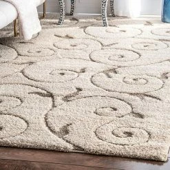 NuLOOM Maisha Scroll Shag Rug Cream -nuLOOM Sales Store unnamed file 551