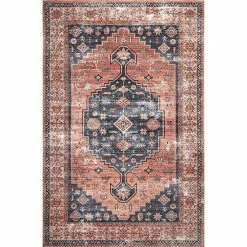 nuLOOM Sales Store 41 NuLOOM Medallion Bordered Machine Washable Area Rug