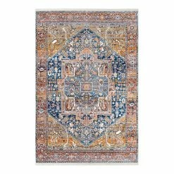 NuLOOM Ehtel Medallion Framed Floral Rug Light Blue