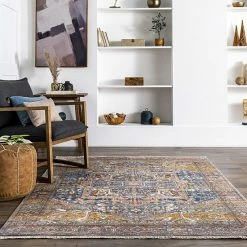 NuLOOM Ehtel Medallion Framed Floral Rug Light Blue -nuLOOM Sales Store unnamed file 710