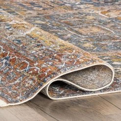 NuLOOM Ehtel Medallion Framed Floral Rug Light Blue -nuLOOM Sales Store unnamed file 712
