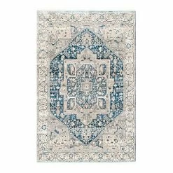 NuLOOM Ehtel Medallion Framed Floral Rug Light Blue -nuLOOM Sales Store unnamed file 725