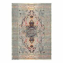 NuLOOM Distressed Persian Sarita Framed Floral Area Rug Gray