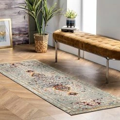 NuLOOM Distressed Persian Sarita Framed Floral Area Rug Gray -nuLOOM Sales Store unnamed file 762
