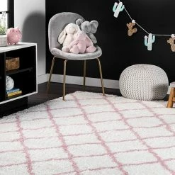 NuLOOM Airy Shag Nelda Lattice Rug Baby Pink -nuLOOM Sales Store unnamed file 781