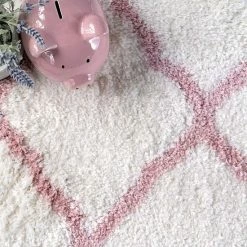 NuLOOM Airy Shag Nelda Lattice Rug Baby Pink -nuLOOM Sales Store unnamed file 782