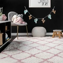 NuLOOM Airy Shag Nelda Lattice Rug Baby Pink -nuLOOM Sales Store unnamed file 783