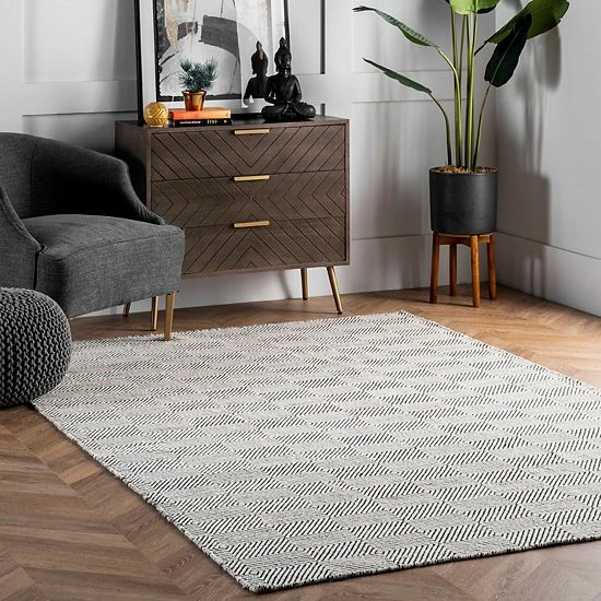 NuLOOM Ago Geometric Wool Rug Black 4 NuLOOM Ago Geometric Wool Rug Black - Image 2