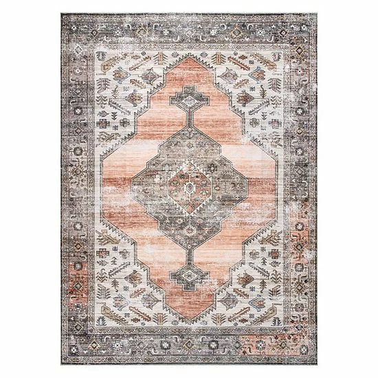NuLOOM Gracie Machine Washable Distressed Medallion Rug Peach 12 NuLOOM Gracie Machine Washable Distressed Medallion Rug Peach - Image 10