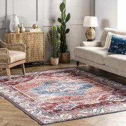 Alternative view of NuLOOM Marli Machine Washable Faded Medallion Rug